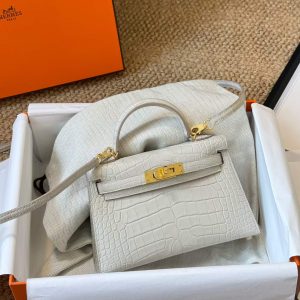 Hermès Kelly Mini II Beton Matte Aligator Crocodile Palladium Hardware