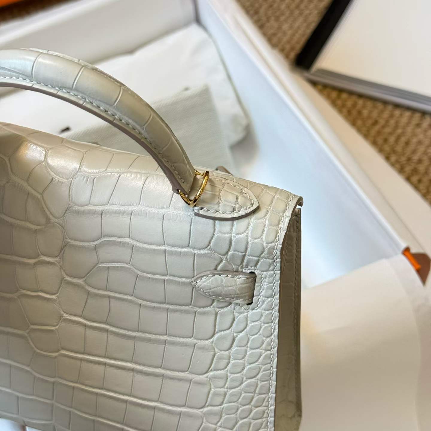 Hermès Kelly Mini II Beton Matte Aligator Crocodile Palladium Hardware - Image 7
