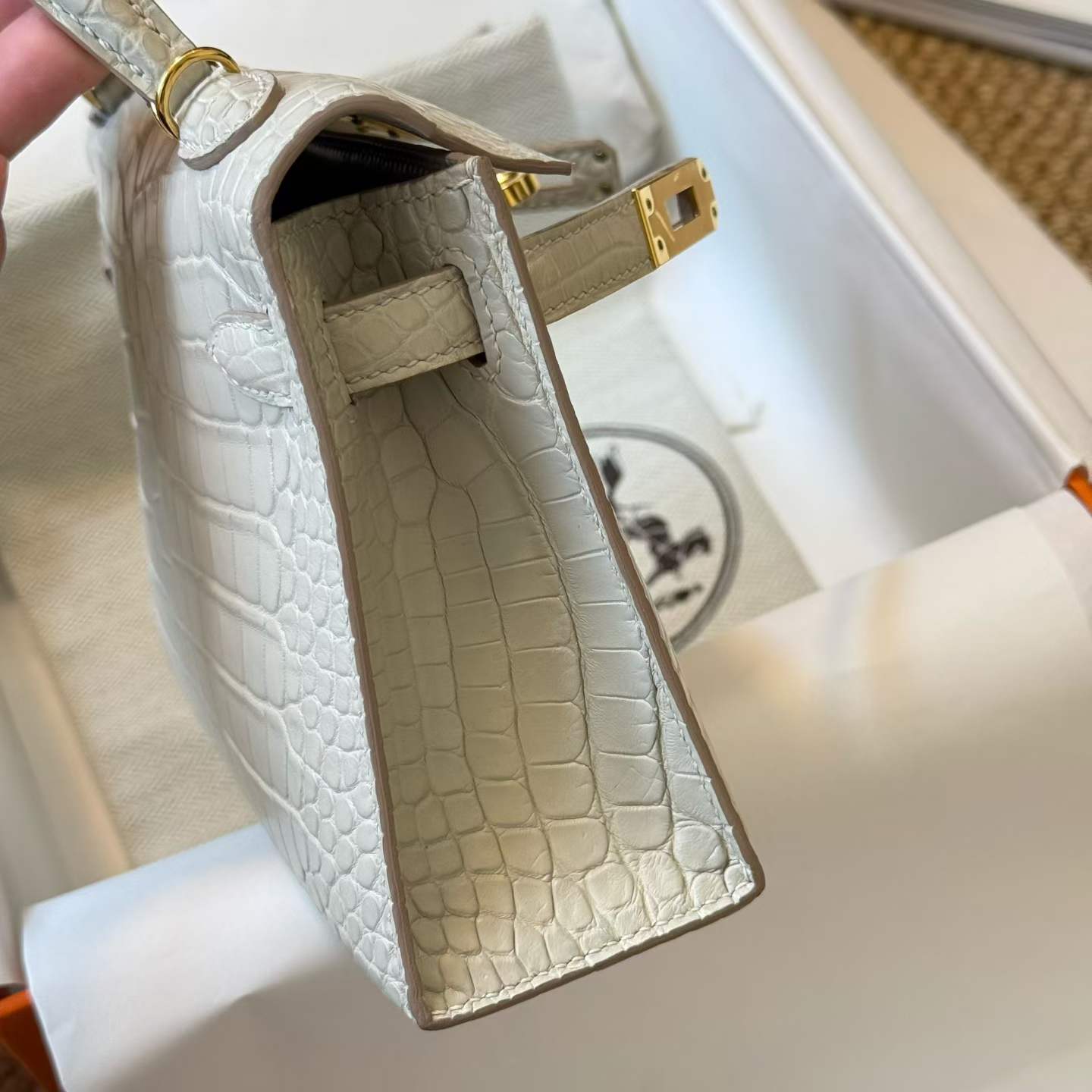 Hermès Kelly Mini II Beton Matte Aligator Crocodile Palladium Hardware - Image 8