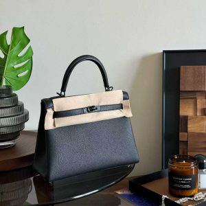 Hermès Kelly 25 Black Togo Palladium Hardware