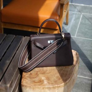 Alternative view of Hermès Kelly 25 Bordeaux Togo Palladium Hardware