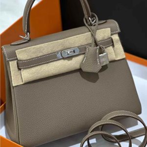 Alternative view of Hermès Kelly 25 Etoupe Togo Palladium Hardware