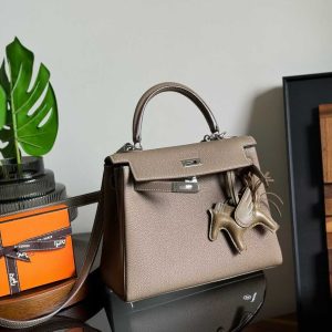 Hermès Kelly 25 Etoupe Togo Palladium Hardware