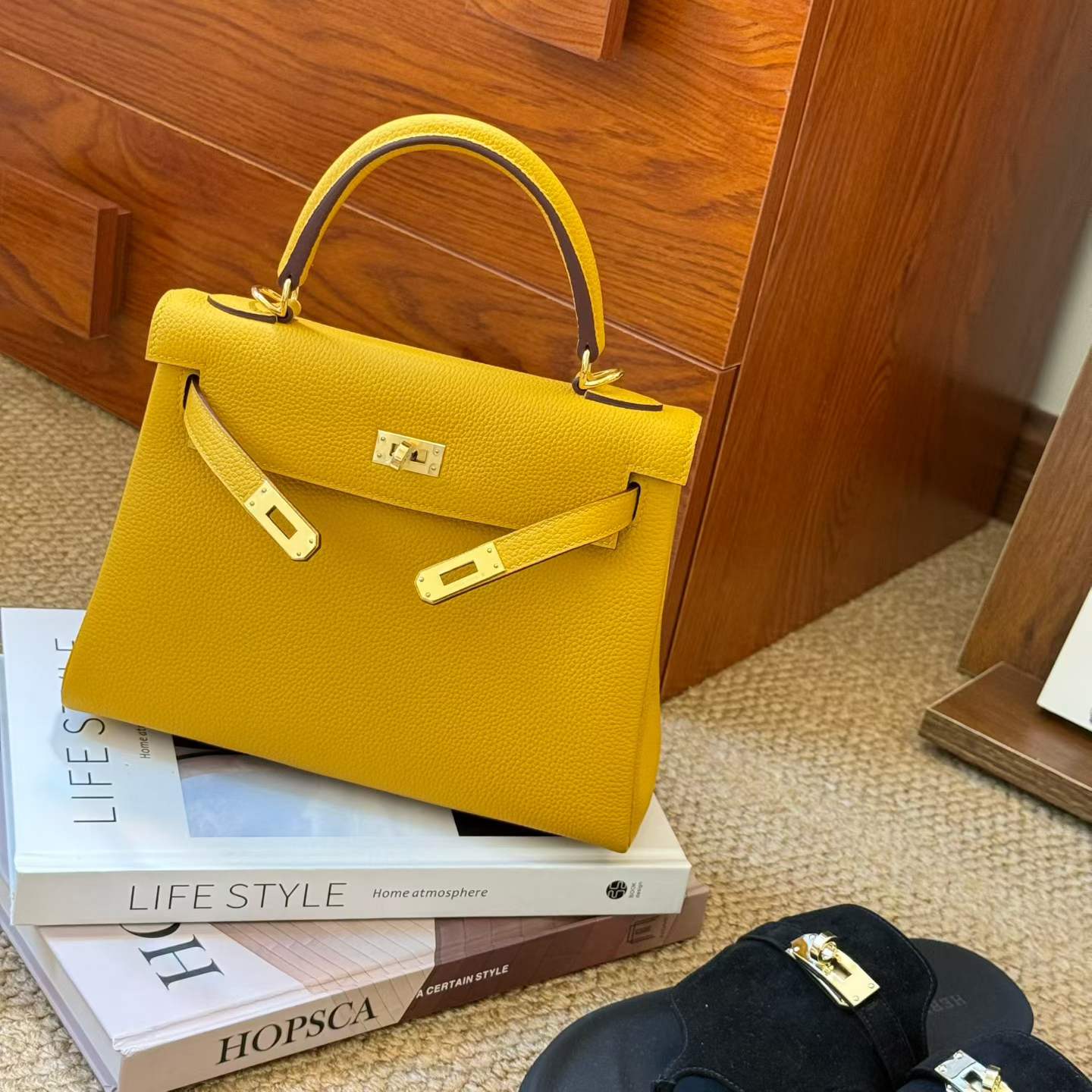 Hermès Kelly 25 Amber Togo Gold Hardware