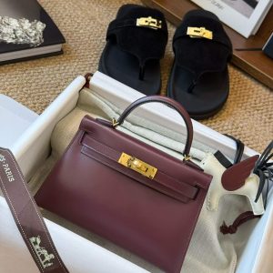 Hermès Kelly Mini II Rouge H Box Gold Hardware
