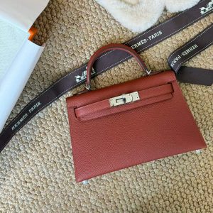 Alternative view of Hermès Kelly Mini II Rouge H Epsom Palladium Hardware