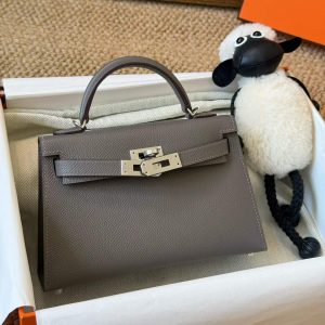 Hermès Kelly Mini II Etain Epsom Palladium Hardware