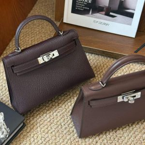 Alternative view of Hermès Kelly Mini II Bordeaux Cherve Palladium Hardware