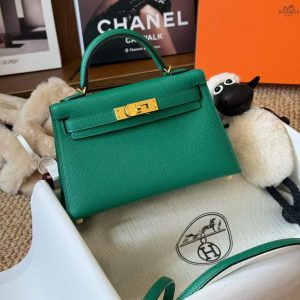 Hermès Kelly Mini II Menthe Cherve Gold Hardware