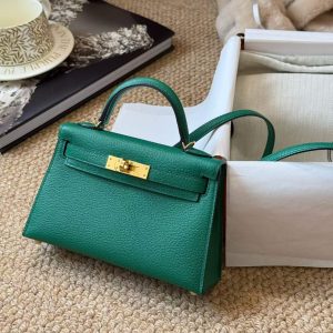 Alternative view of Hermès Kelly Mini II Menthe Cherve Gold Hardware