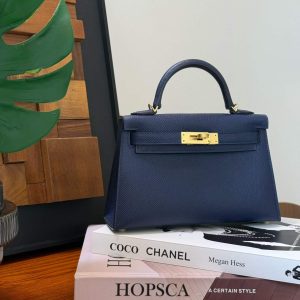 Alternative view of Hermès Kelly Mini II Blue Saphir Epsom Gold Hardware