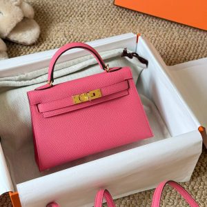 Hermès Kelly Mini II Rose Azalea Epsom Gold Hardware