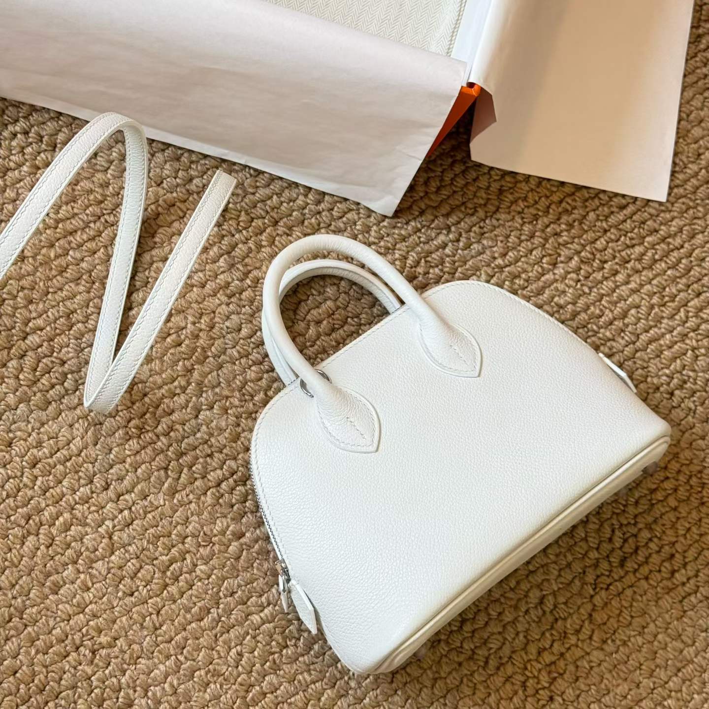 Hermès Mini Bolide White Cherve - Image 8