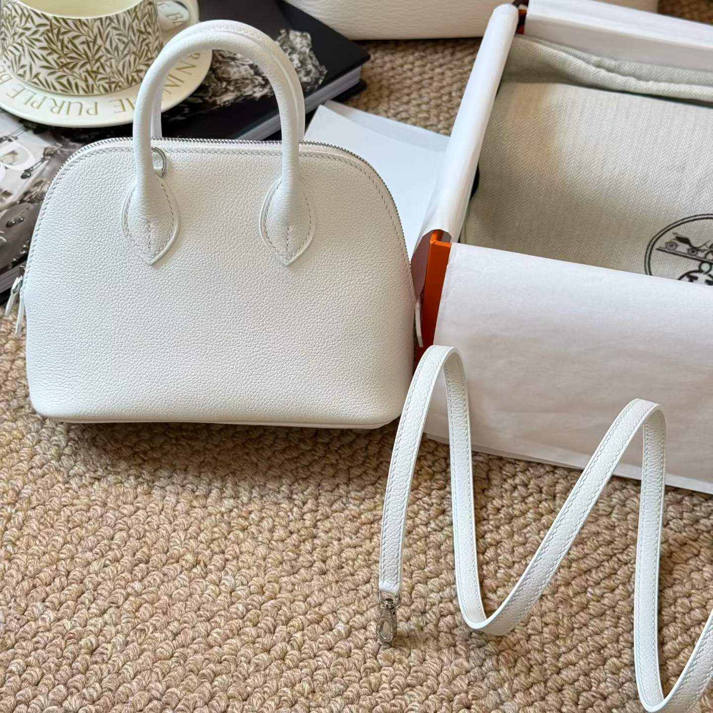 Hermès Mini Bolide White Cherve - Image 7