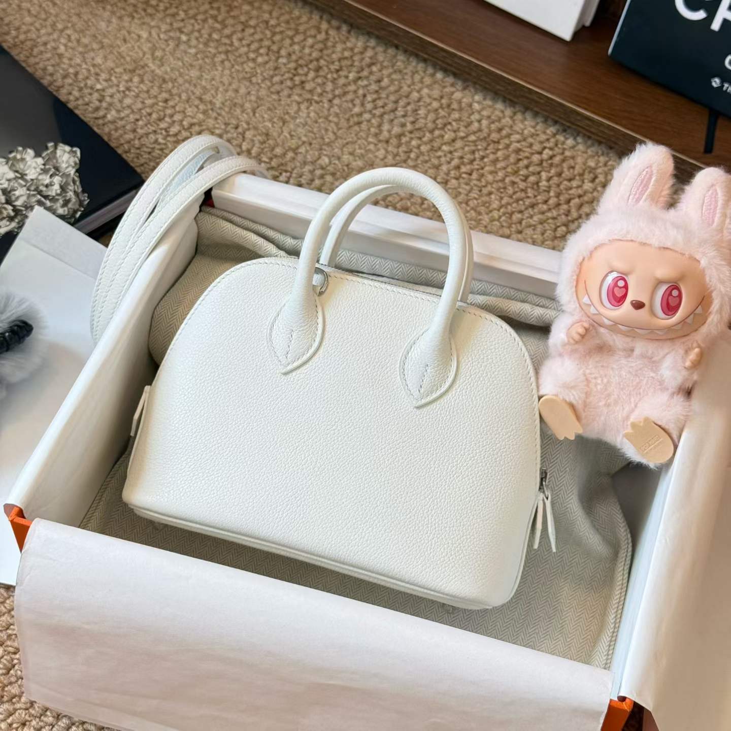 Hermès Mini Bolide White Cherve