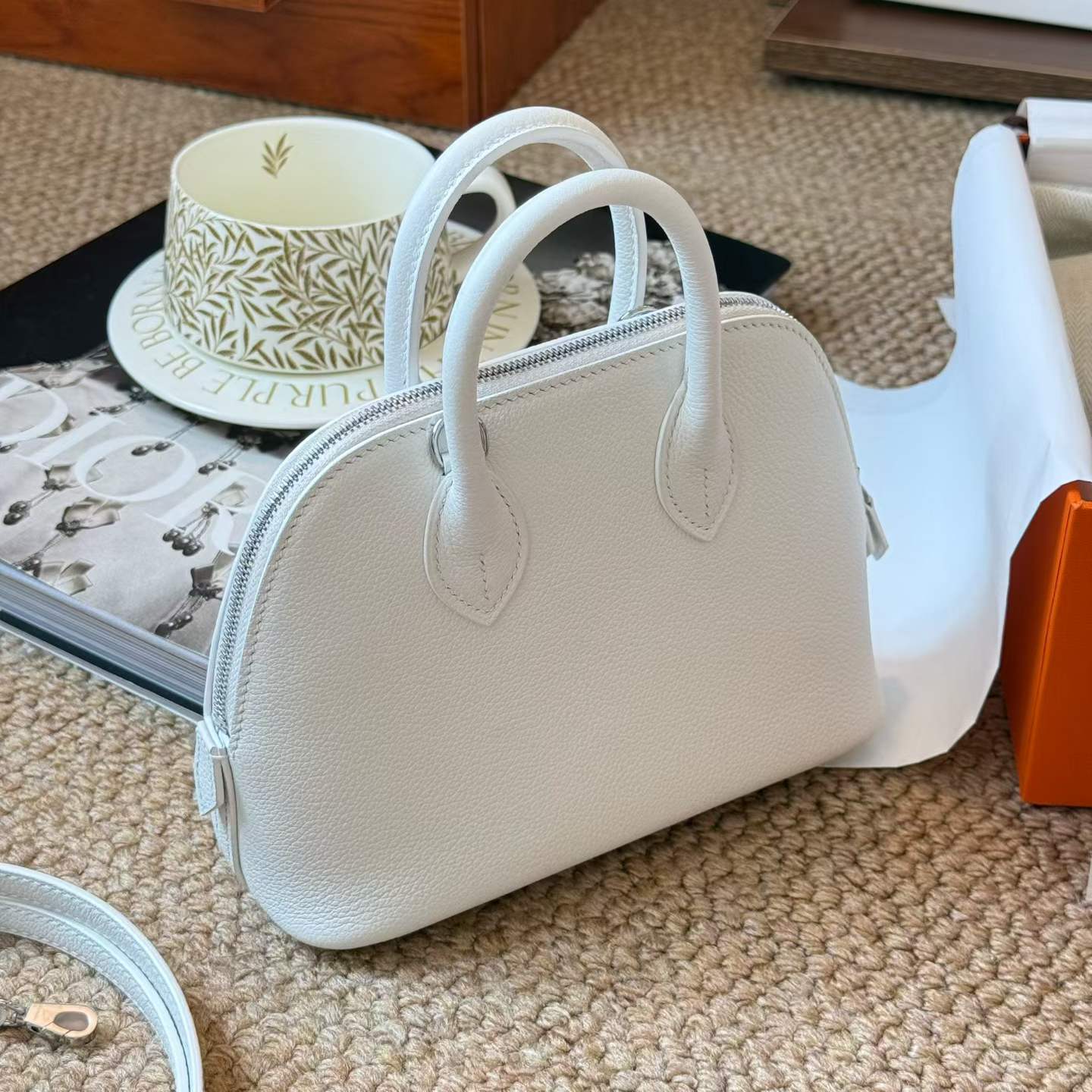 Hermès Mini Bolide White Cherve - Image 5