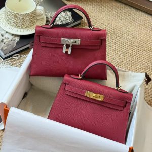 Hermès Kelly Mini II Rouge Gerenat Epsom Gold Hardware/Palladium Hardware