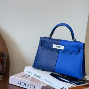 Hermès Kelly Mini II Bag Tricolor Blue Electric Blue Encre Epsom Palladium Hardware