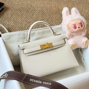 Hermès Kelly Mini II Craie Epsom Gold Hardware