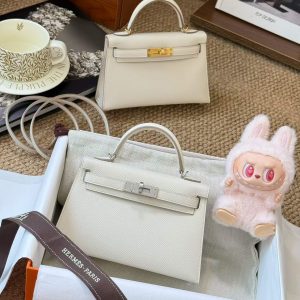 Hermès Kelly Mini II Craie Epsom Palladium Hardware
