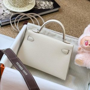 Alternative view of Hermès Kelly Mini II Craie Epsom Palladium Hardware