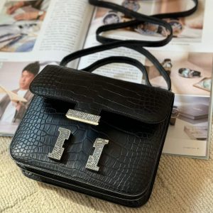 Hermès Constance 18 Black Matte Omber Lizard Hardware
