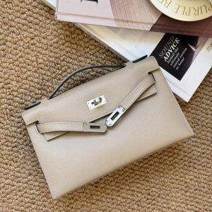 Hermès Kelly Pochette Trench Epsom Palladium Hardware