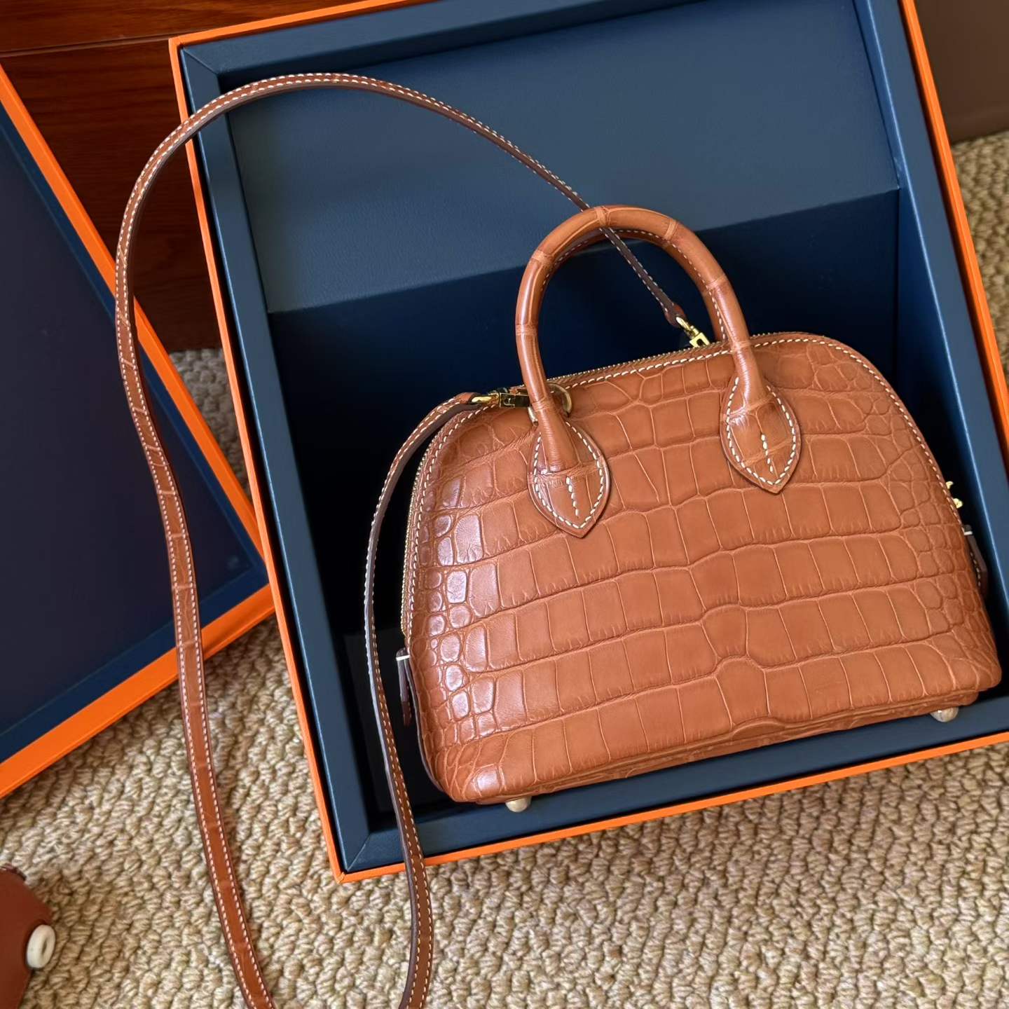 Hermès Mini Bolide Miel Matte Crocodile - Image 13