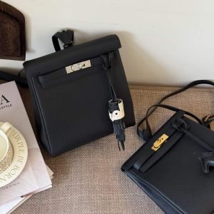 Hermès Kelly Ado Black Clemence Gold Hardware