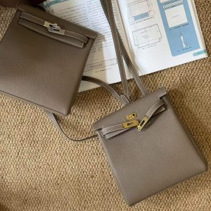 Hermès Kelly Ado Etoupe Clemence Gold Hardware/Palladium Hardware