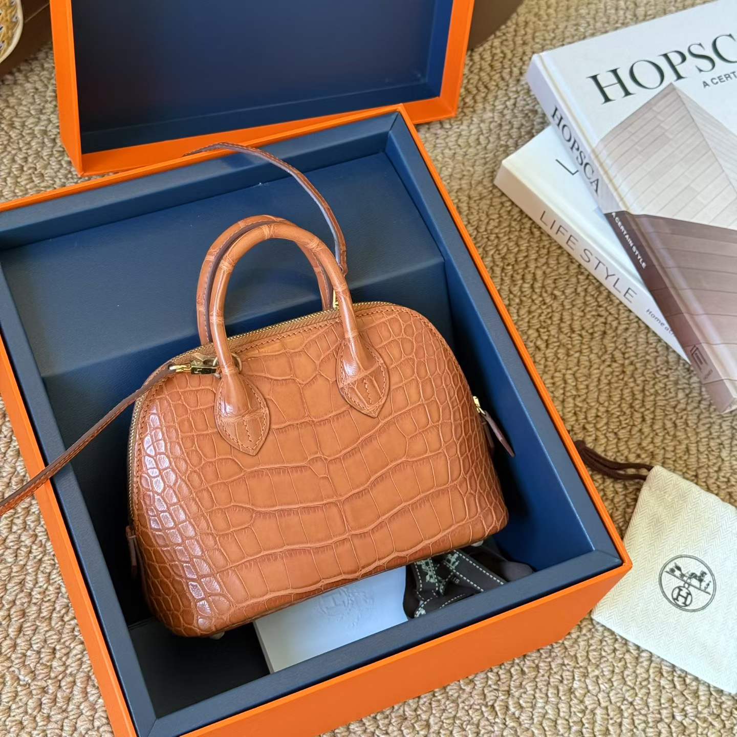 Hermès Mini Bolide Miel Matte Crocodile - Image 8