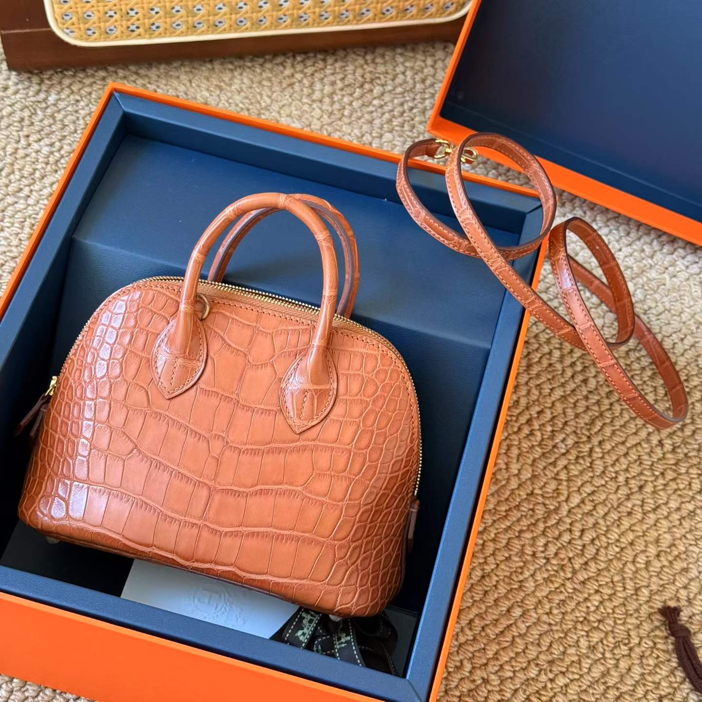 Hermès Mini Bolide Miel Matte Crocodile - Image 7