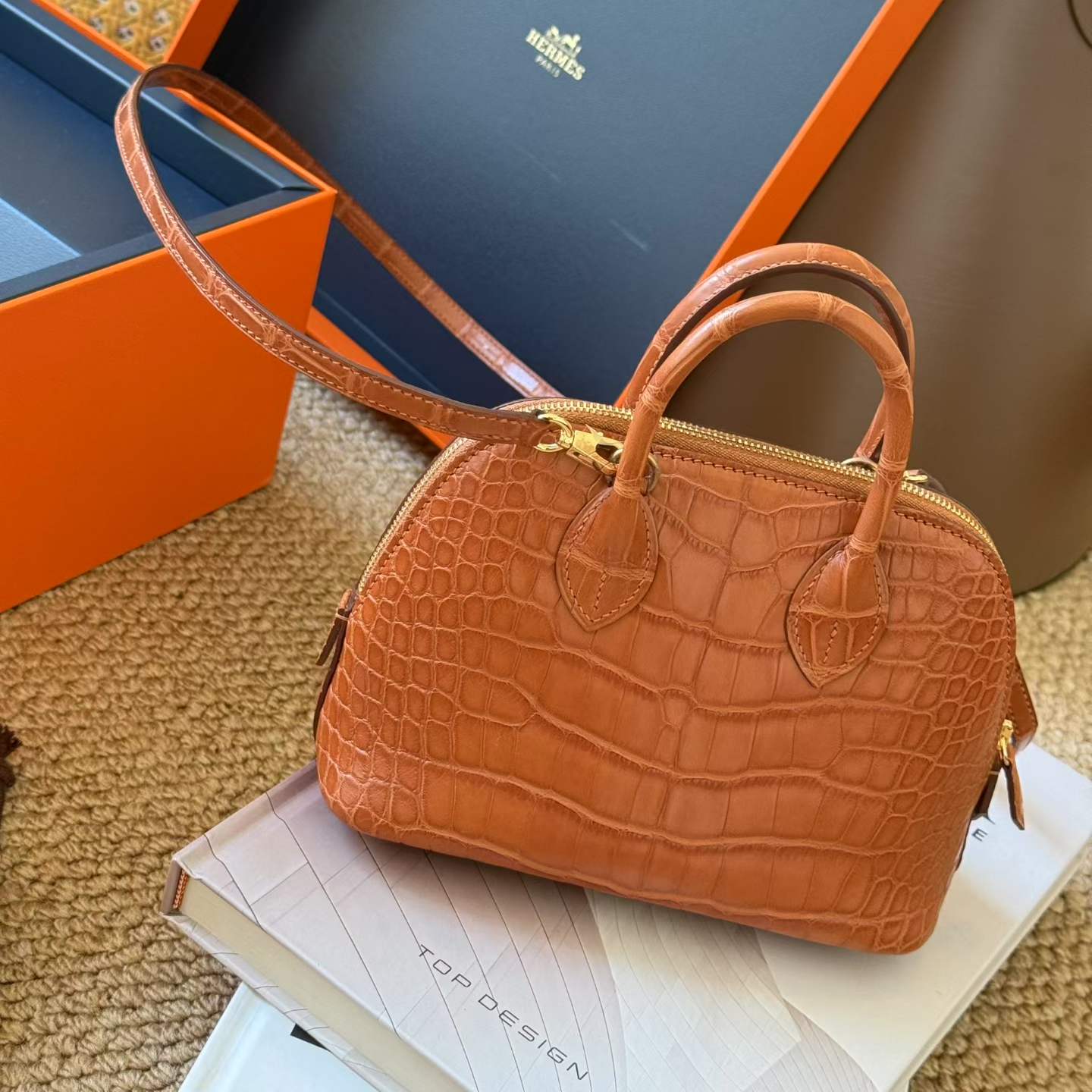 Hermès Mini Bolide Miel Matte Crocodile - Image 6