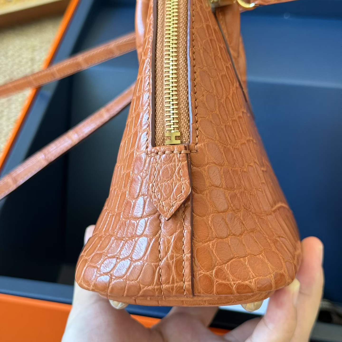 Hermès Mini Bolide Miel Matte Crocodile - Image 4