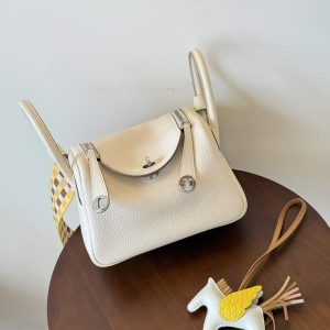 Hermès Mini Lindy Craie Clemence Palladium Hardware