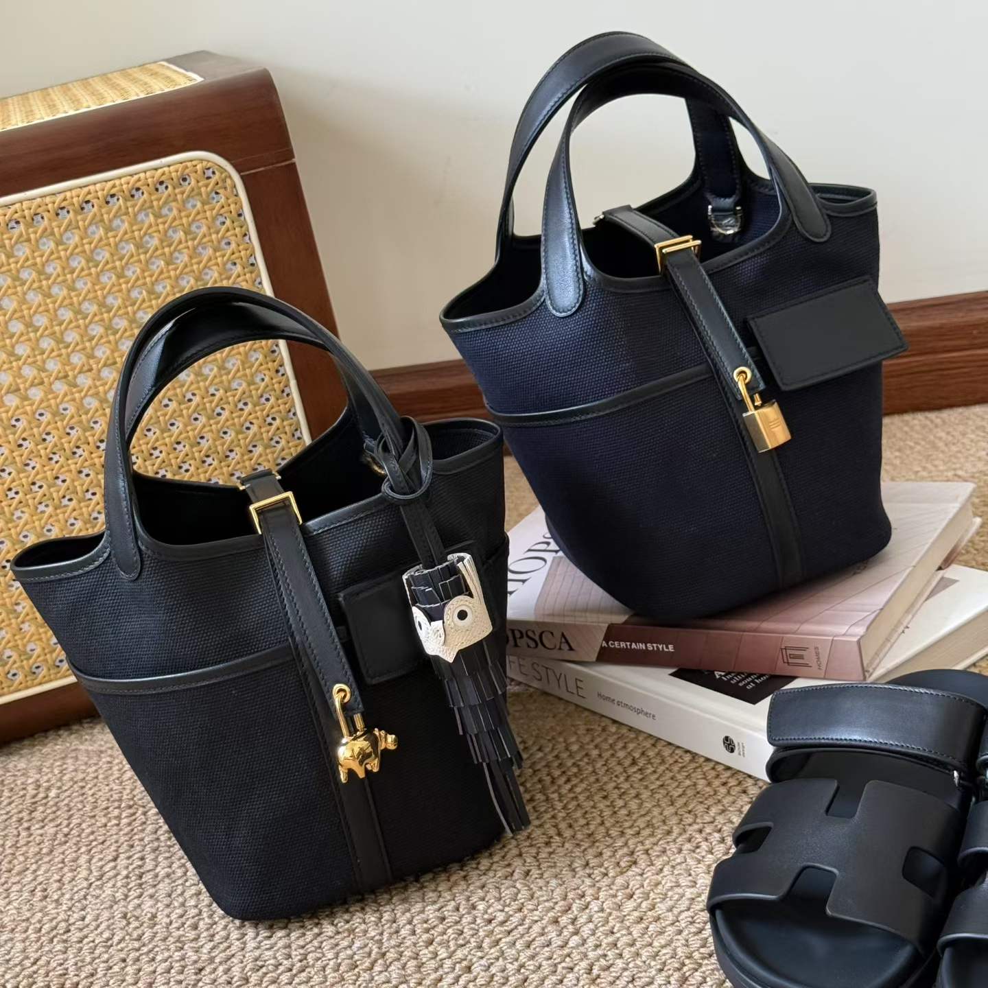 Hermès Picotin 18 Black Canvas Palladium Hardware