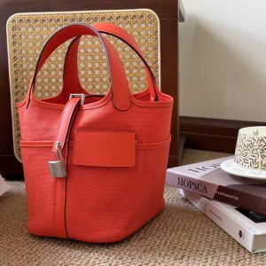 Alternative view of Hermès Picotin 18 Rouge Casaque Canvas Palladium Hardware