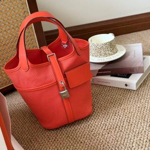 Hermès Picotin 18 Rouge Casaque Canvas Palladium Hardware