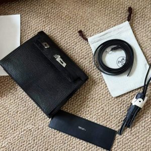 Alternative view of Hermès Kelly Danse Black Lizard Palladium Hardware