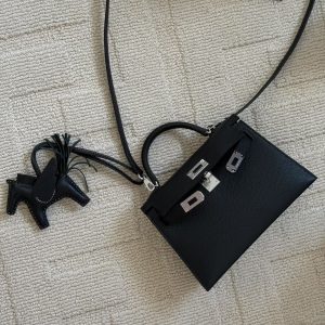 Alternative view of Hermès Kelly Mini II Black Epsom Palladium Hardware