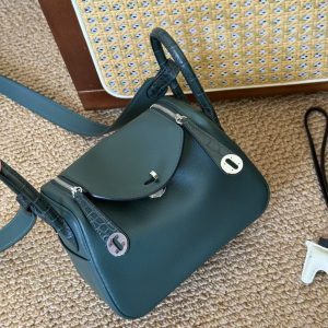 Hermès Mini Lindy Vert Cypress Touch Swift Palladium Hardware