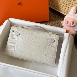 Alternative view of Hermès Kelly Pochette Beton Matte Alligator Crocodile