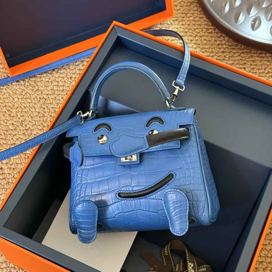 Hermès Kelly Doll Blue HYDRA Crocodile