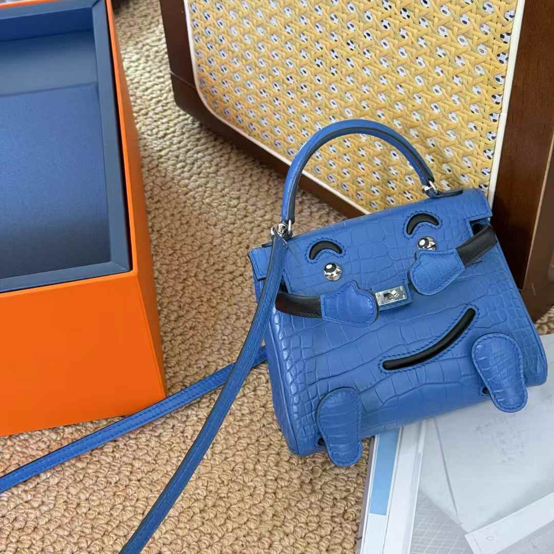 Hermès Kelly Doll Blue HYDRA Crocodile - Image 3