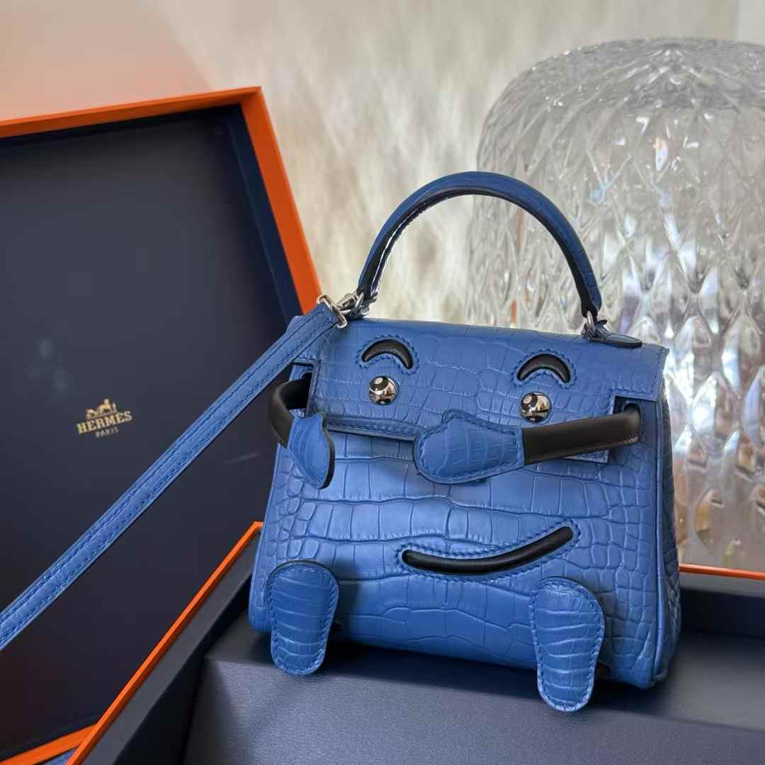 Hermès Kelly Doll Blue HYDRA Crocodile - Image 6