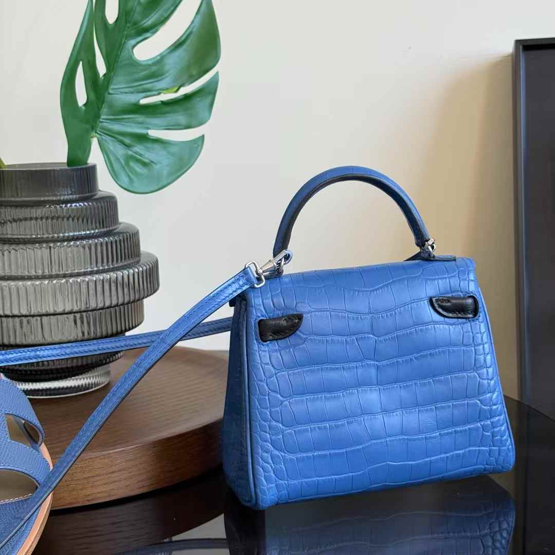 Hermès Kelly Doll Blue HYDRA Crocodile - Image 7