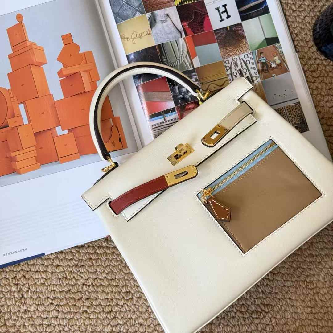 Hermès Kelly 25 Colormatic Craie Palladium Hardware - Image 3