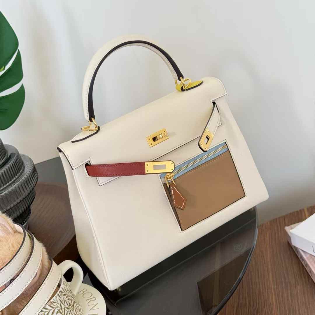 Hermès Kelly 25 Colormatic Craie Palladium Hardware - Image 4