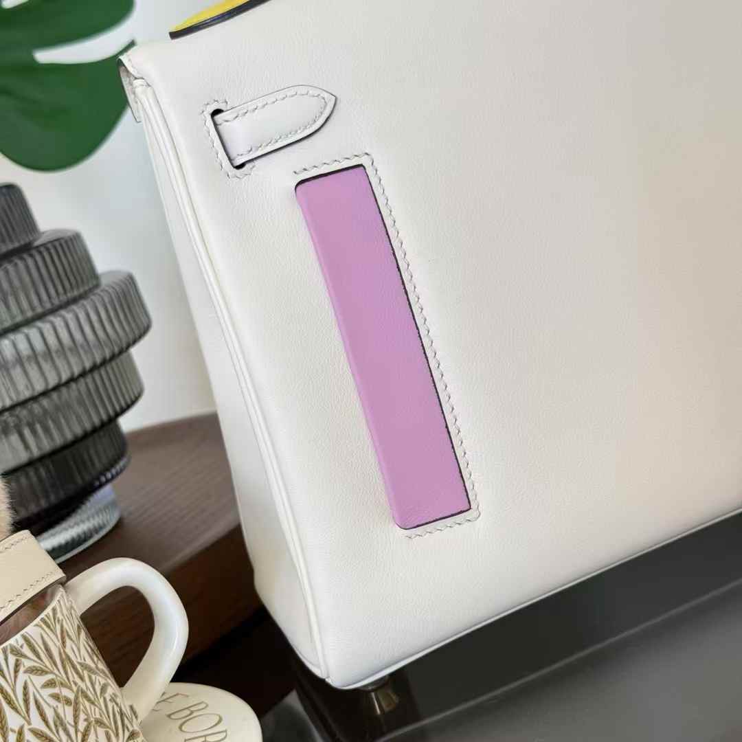 Hermès Kelly 25 Colormatic Craie Palladium Hardware - Image 6