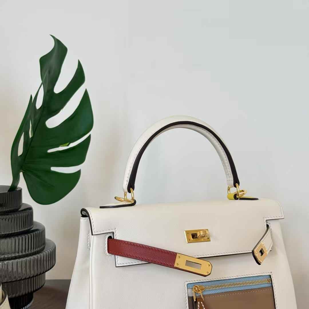 Hermès Kelly 25 Colormatic Craie Palladium Hardware - Image 9